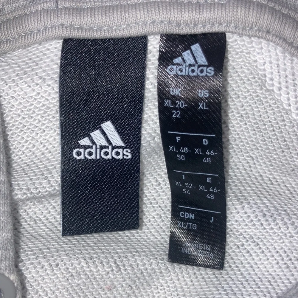 Adidas Gray & Pink Crop Top Hooded Sweatshirt Sz Youth XL - Picture 4 of 8